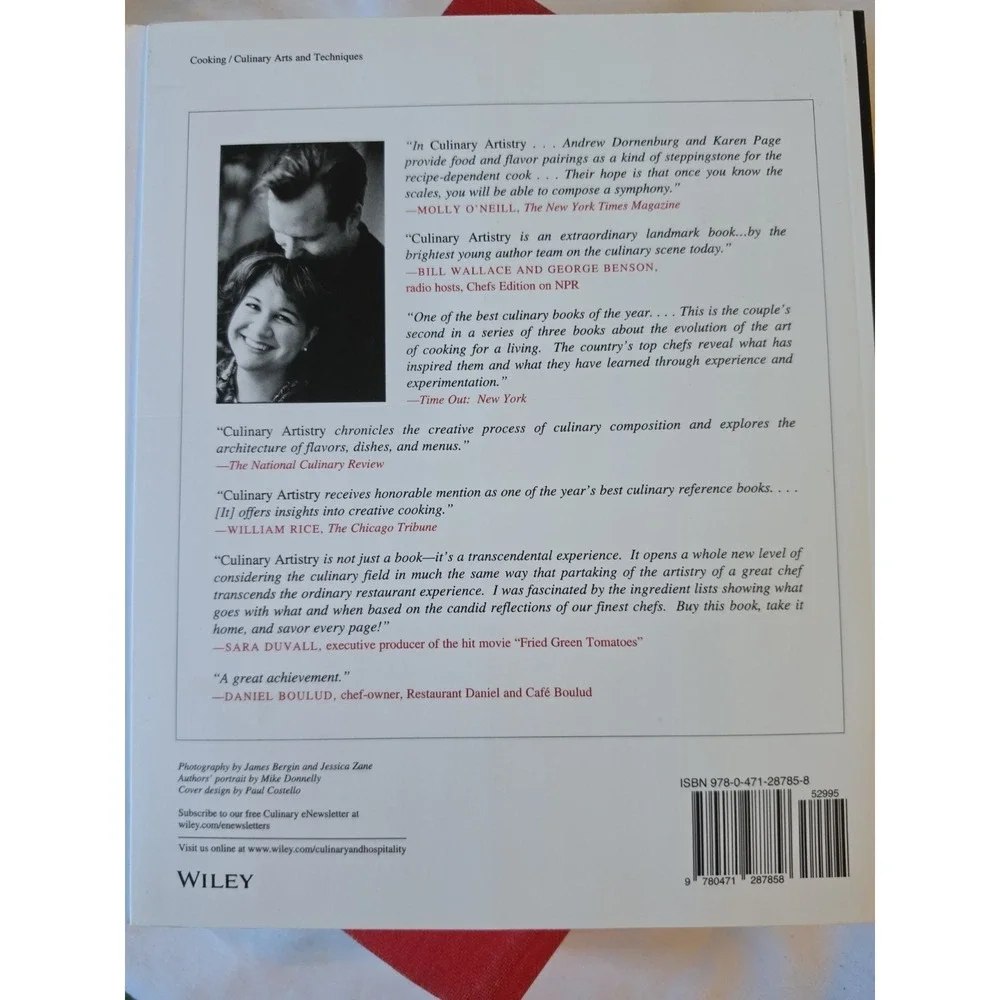 Andrew Dornenburg & Karen Page Culinary Artistry Wiley 1996 Hardcover Index